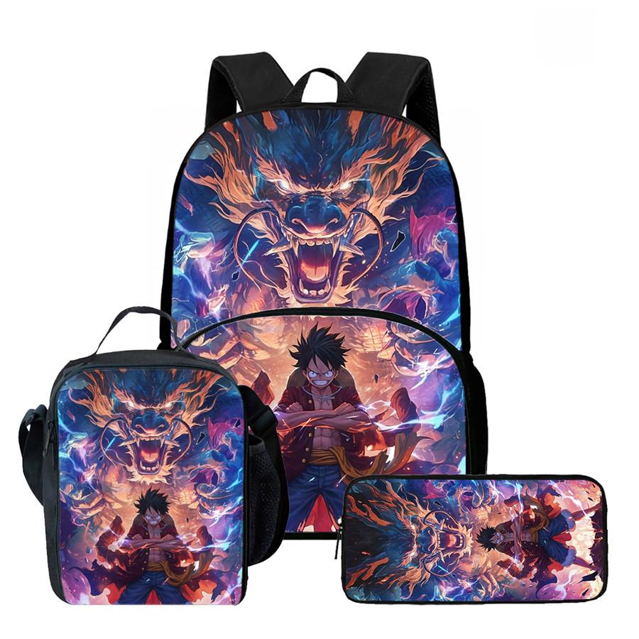 15 Inch One Piece Lightweight 3PCS School Backpack Set with Front Pocket, Lunch Bag, Pencil Case, Unisex for Boys Girls Age 6-10