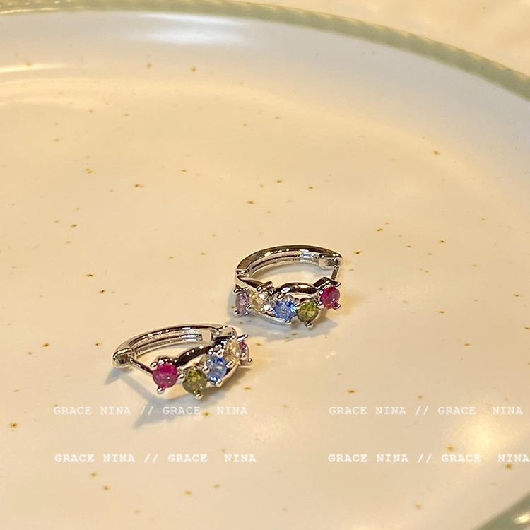 Millennium Spicy Girl Colorful Zirconia Exquisite Stud & Hoop Earrings 2024 - Stylish Women's High-End Feel