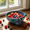 Bol Ceramic pentru Spălat Fructe de Pădure, Bol Rotativ Automată pentru Spălat Fructe și Legume, Mașină Automată de Spălat Fructe cu Scurgere, Curățare Blândă la 360° pentru Căpșuni