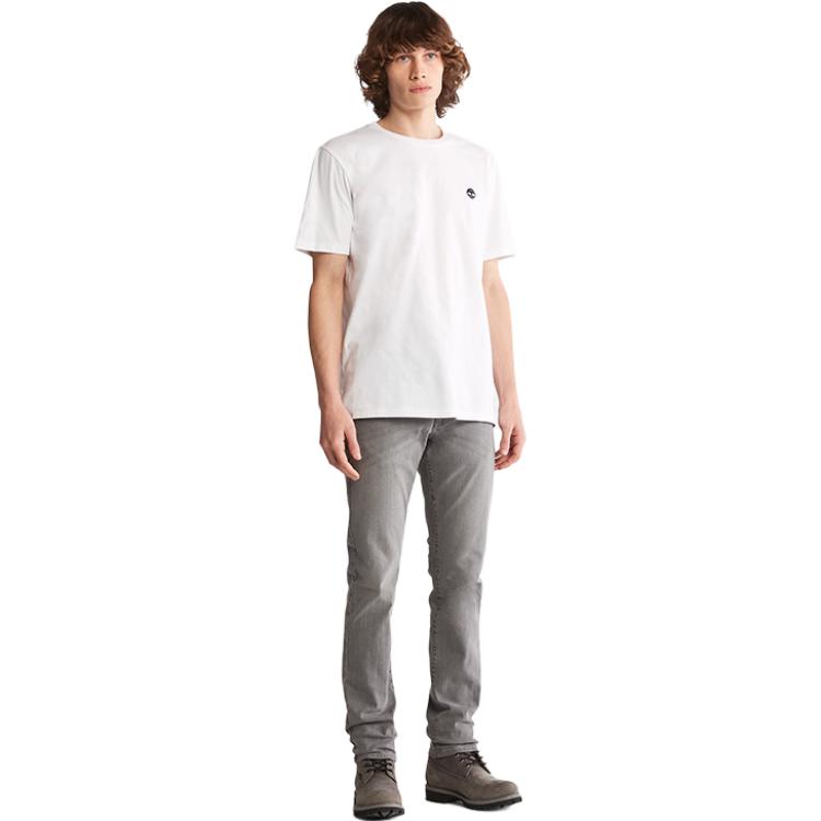 Timberland Solid Color Micro Logo Sports Casual Crew Neck Short Sleeve T-Shirt Men Tops White A6DKU-100