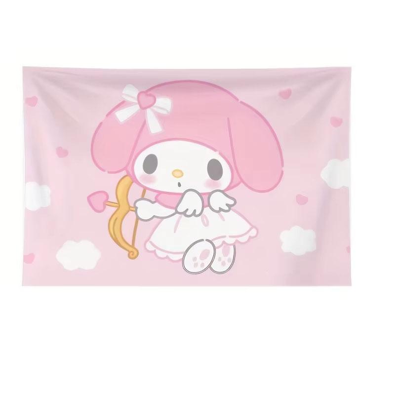 

2026 Семейный Гобелен Sanrio Розовый Принт Сердечки Милый Аниме Декор Стены Каваи Персонаж Фон для Вечеринки Спальни Гостиной Дома 74x94cm(29x37in)