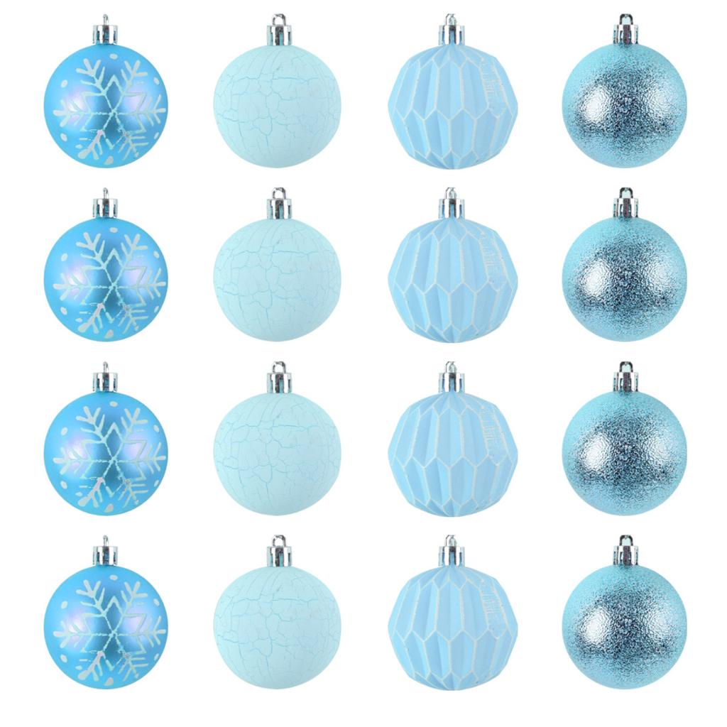 16Pieces Painted Christmas Ornament Set Colorful Christmas Sphere Baubles Ornament Set For Holiday Celebration