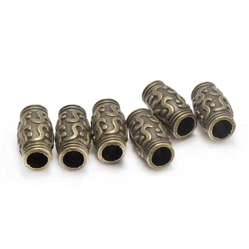 20Pcs Metal Tube Spacer Beads Accessories Tibetan Silver Gold Copper Alloy Big Hole 3.5mm Beads for Bracelet DIY Jewelry Making