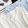 Plus Size Women's Fashion V-neck Shoulder Long-sleeved T-shirt with Bottoming Shirt In Autumn