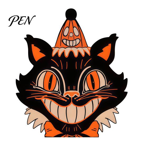 Creative Home Art Decor Halloween Wooden Ornaments, Distressed Pumpkin/Cat Decorations, Desktop & Wall Atmospheric Retro Interior Ornaments Decors for
