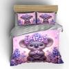 "Juego de Cama Koala Floral Morado" Juego de Funda Nórdica Funda Nórdica Fundas de Almohada (1 * Funda de edredón 2 * Fundas de almohada, sin relleno de edredón)