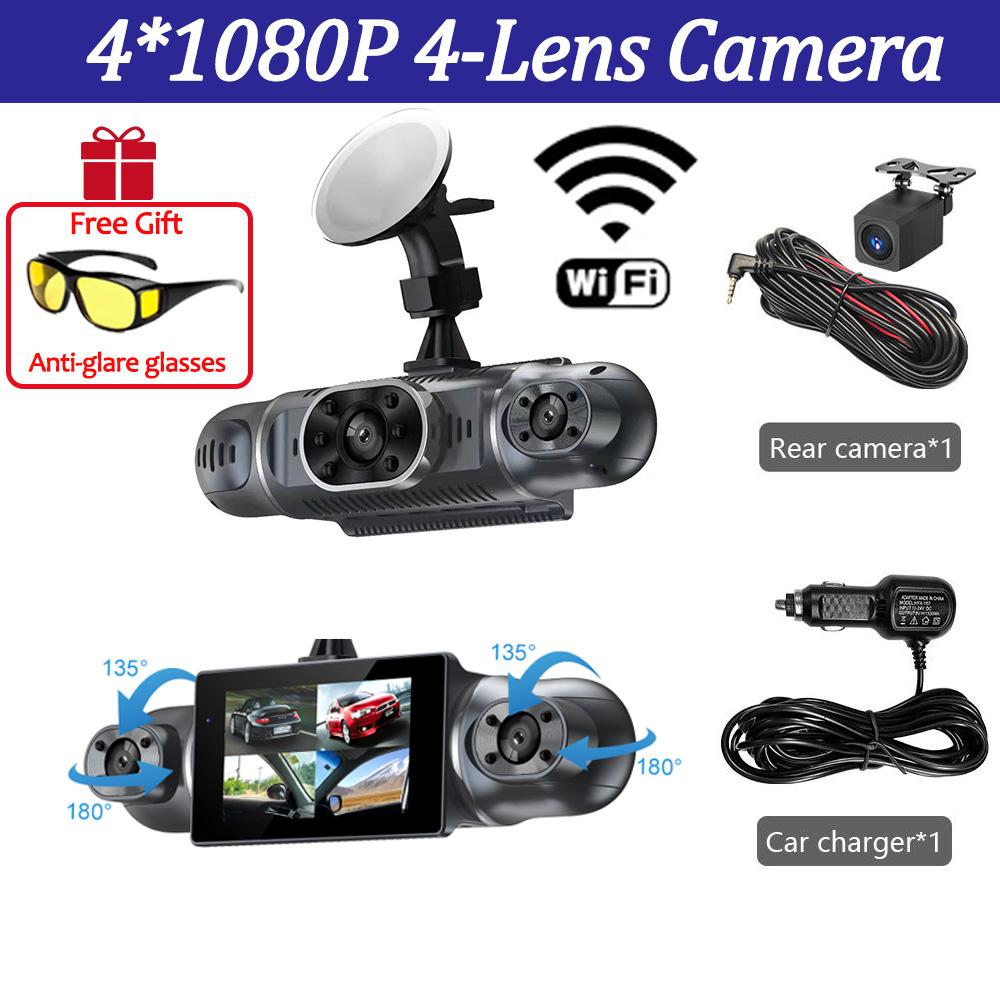 4Camera Car DVR 1080P Video Recorder WIFI APP 360 Degrees Dash Cam Front right left Rear View camera car 24h Parking Monitor