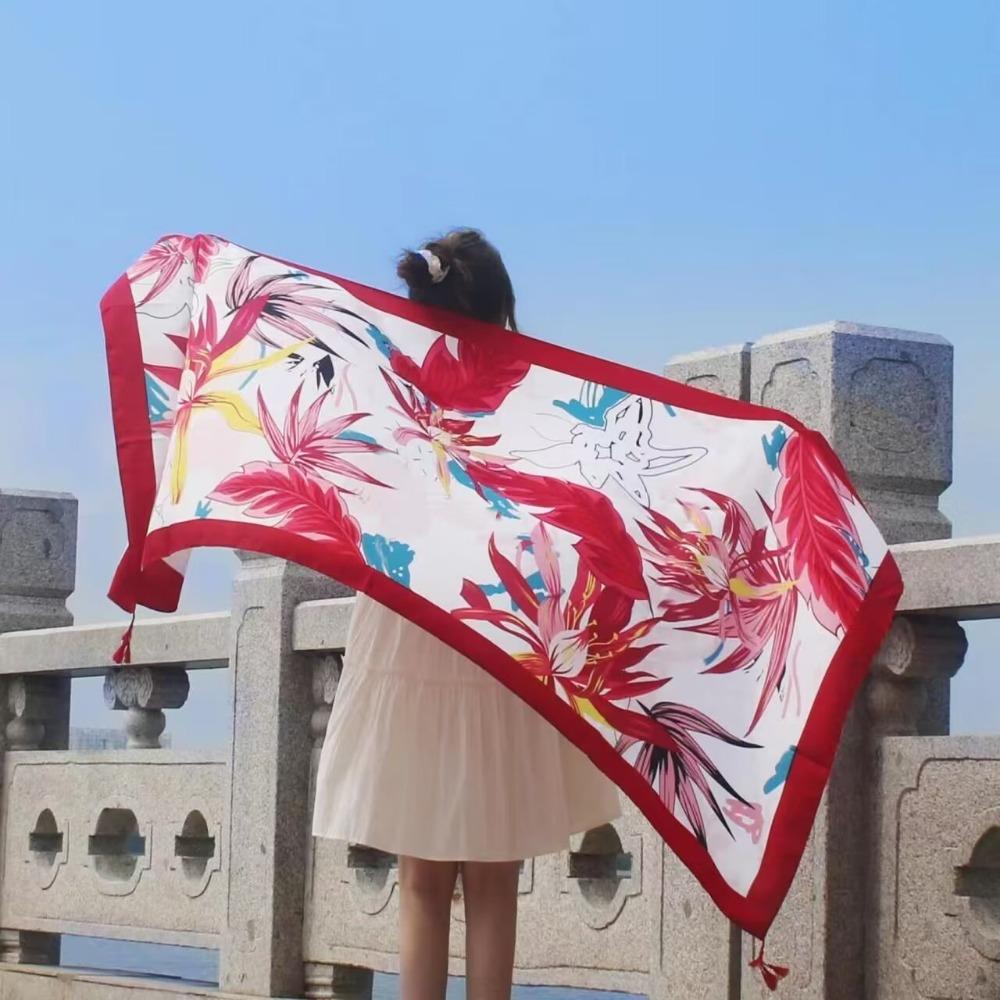 Chaka Salt Lake Great Northwest Tourism Ethnic Style Scarf Silk Scarf Women'S Summer Seaside Beach Shawl Sunscreen Thin