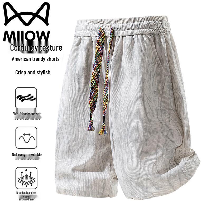 MiiOW Men s Summer Corduroy Casual Shorts L