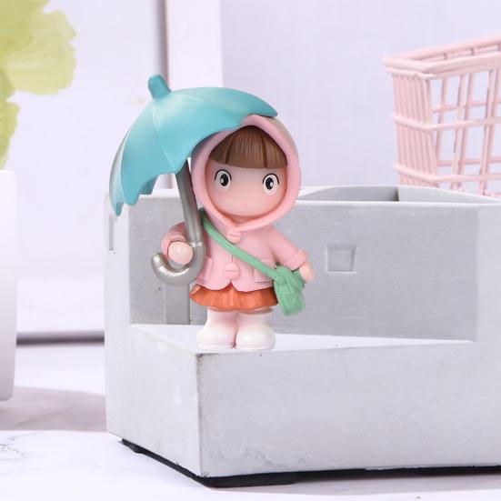 Cute Umbrella Girl Model Micro Landscape Cute Umbrella Raincoat Girl Ornament Home Decor Gardening