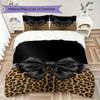 Leopard Print Bow Pattern Bedding uilt Set uilt Cover Pillowcase Home Decoration Birthday Gift (1 * duvet cover + 2 * pillowcase  without core)91