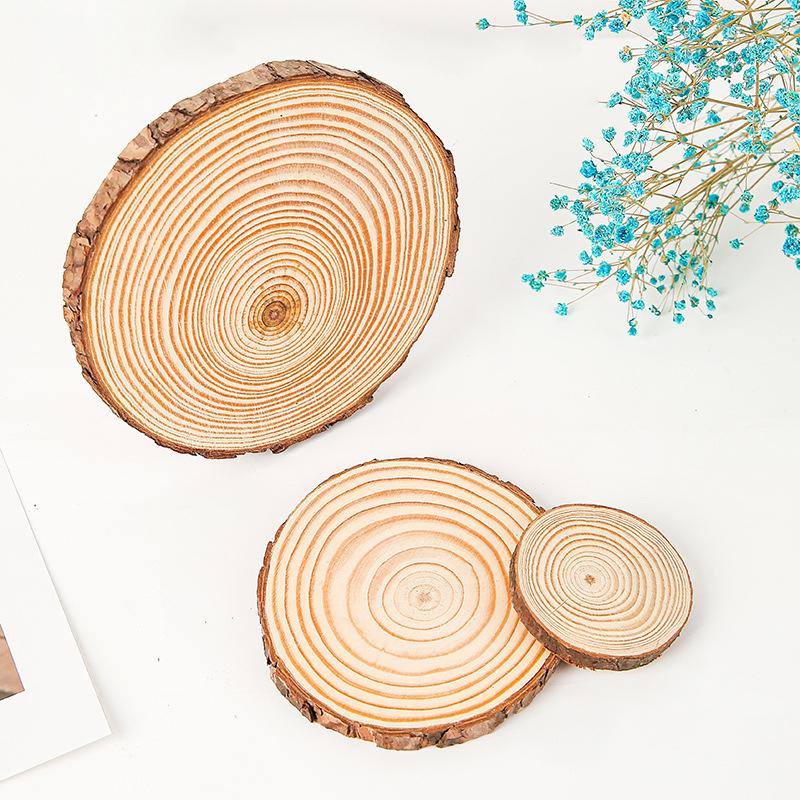 1PC-Thick 1 Pack Natural Pine Round Unfinished Wood Slices Circles With Tree Bark Log Discs DIY Crafts Wedding Party Painting