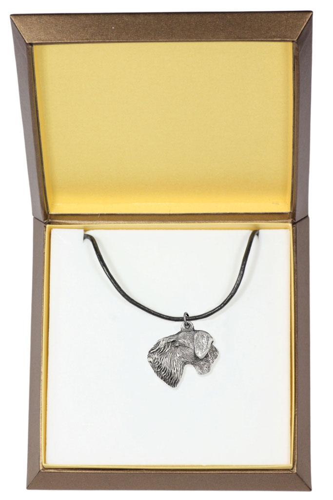 

Cesky Terrier, Czech Terrier, Bohemian Terrier - Dog necklace in gift box, silver-plated locket for dog fan, striking pendant by Art-Dog brand срібний