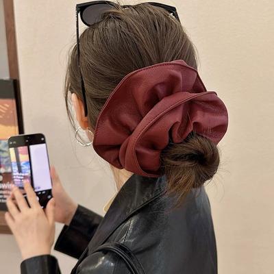 Large Leather Large Intestine Hair Band Leopard Print Retro Hair Tie Hair Tie and Hair Accessory