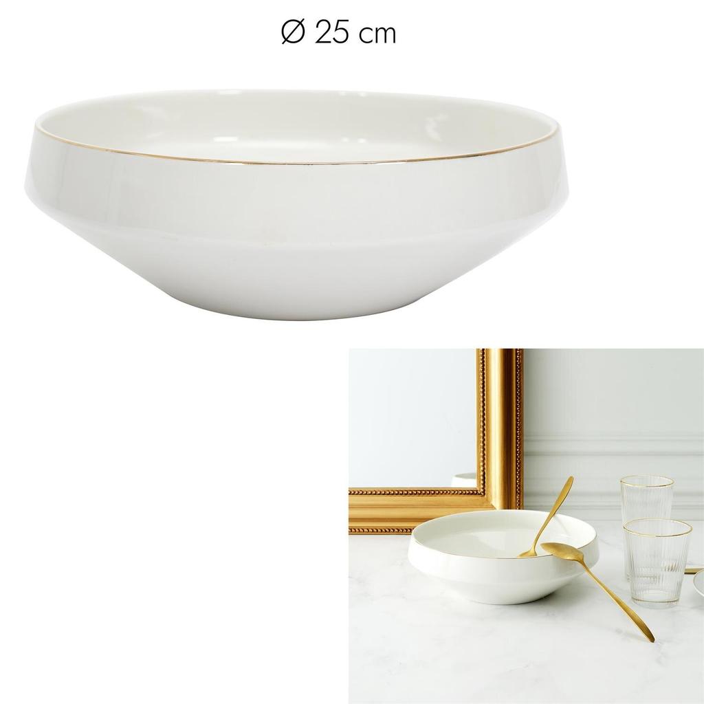 Slaterka Schüssel 25cm Porzellan Perlmutt Gold Weiß
