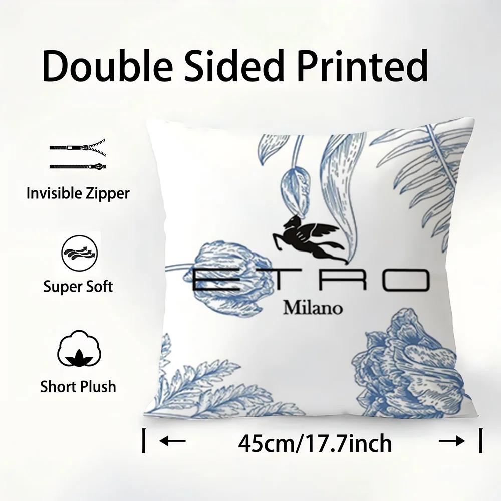 Light Luxury Fashion E-Etro-O Pillow Case Plush Fabric Soft Pillowcase Double Sided Print Sofa Cushion Cover Throw Pillow