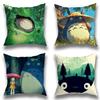 T-TOTOROS Cute Pillow Case Square Double-Sided Printing Short Plush Sofa Cushion Cover Bedroom Bedside Pillow