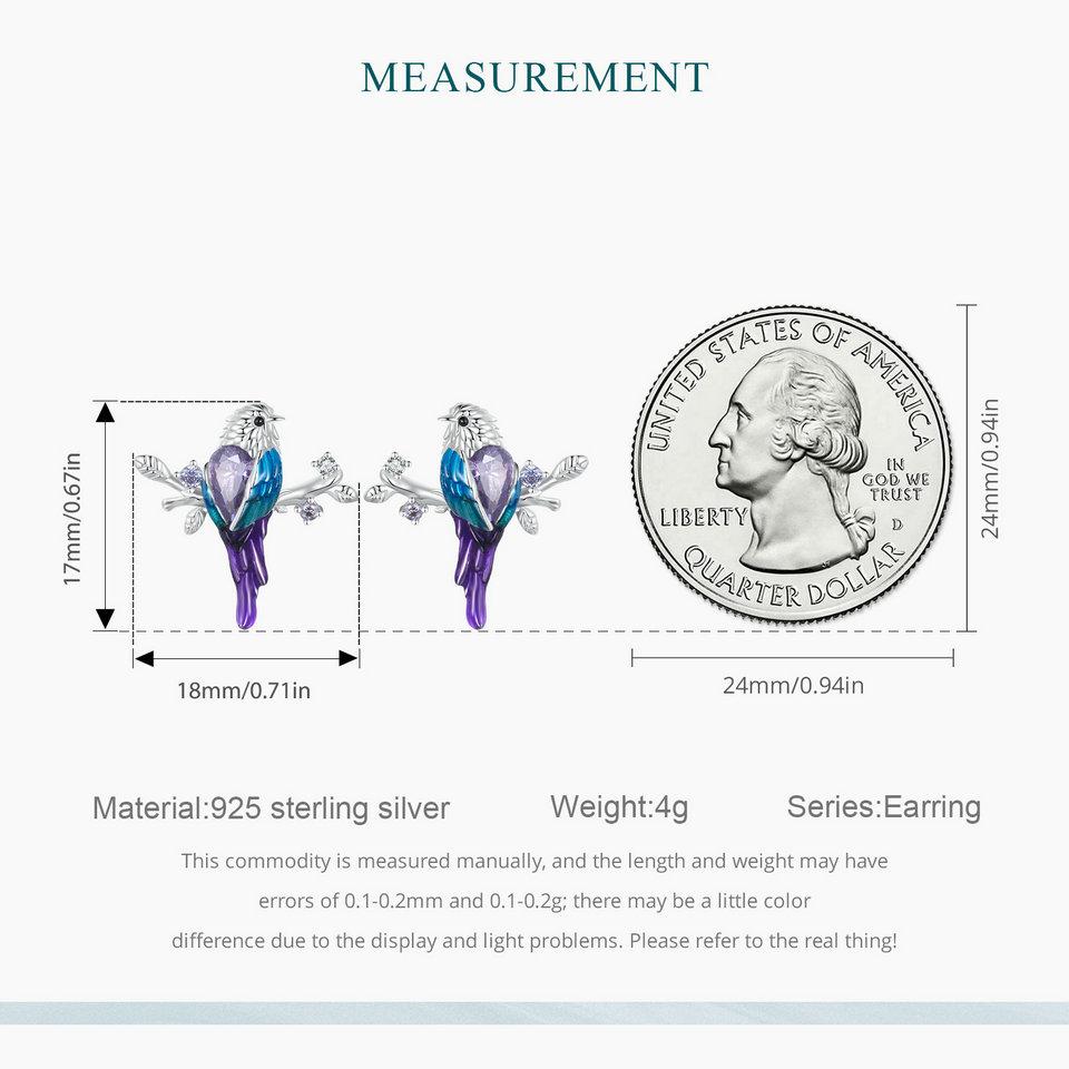 BAMOER Bird Earrings for Women 925 Sterling Silver Cute Animal Dangle Stud Earrings Jewelry Gifts for Her