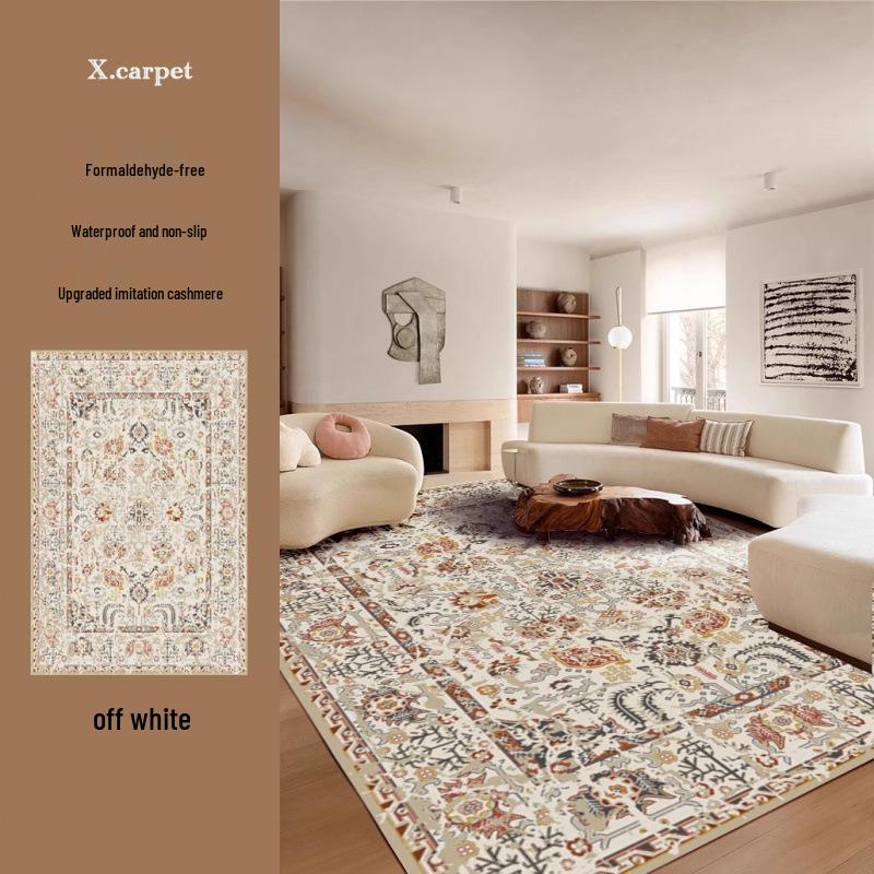 Persian Style Imitation Cashmere Non-Slip Rug - Machine Washable Living Room, Bedroom, or Coffee Table Floor Mat