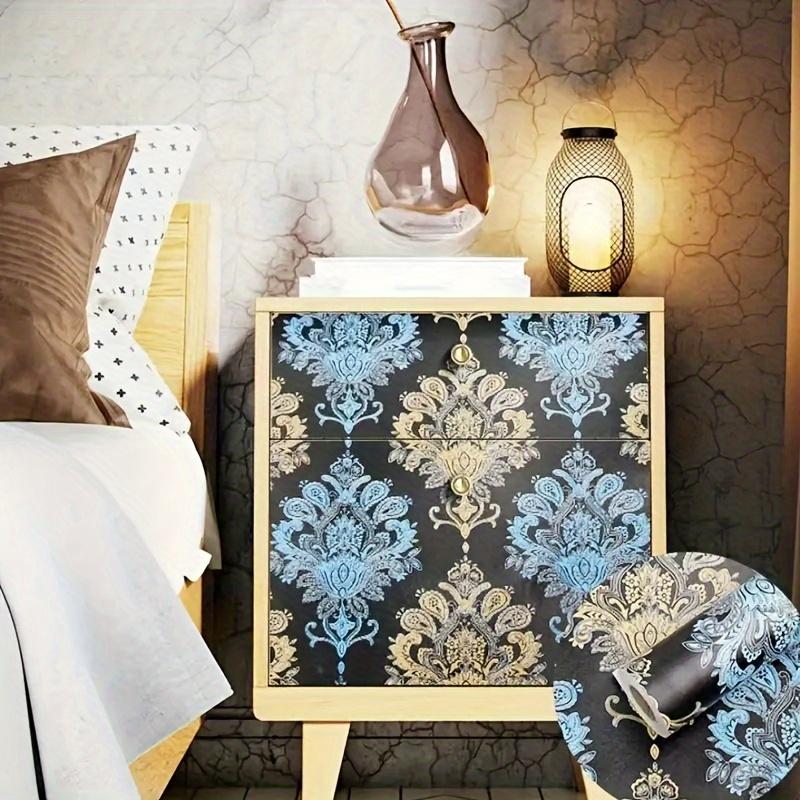 1 Roll  Self-adhesive Wallpaper  Blue and Yellow European Style Flower Wallpaper Peeled and Pasted Furniture Renovation Wallpaper, Wall Decoration!