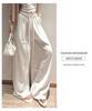 Women's White Linen High-Waisted Wide-Leg Pants - Spring Style, Drapey, Sun Protection, Cotton-Blend Casuals