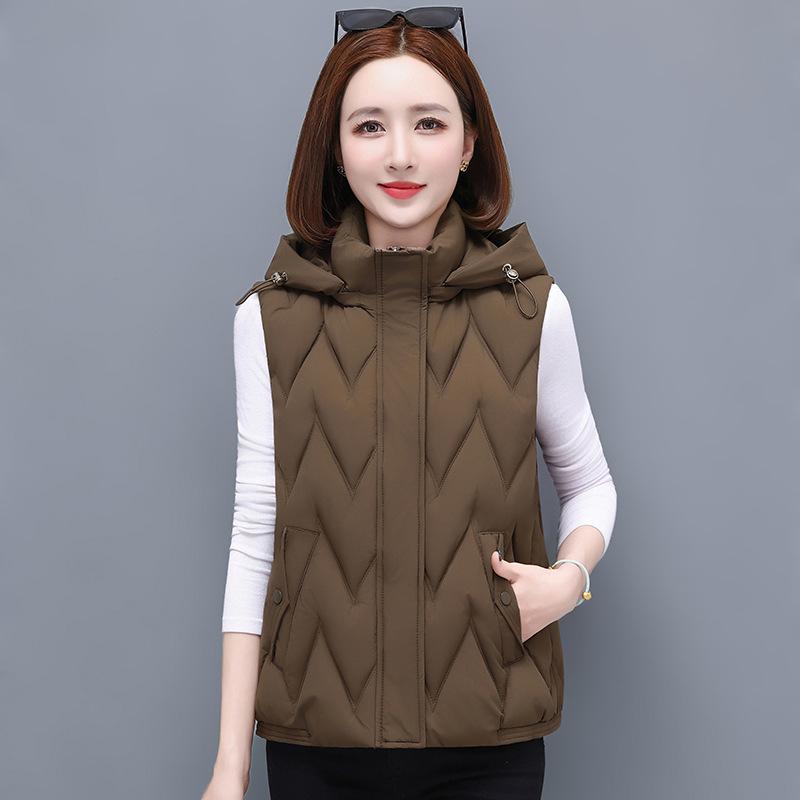 New Vest Vest Autumn and Winter Light Down Cotton Jacket Short Middle Aged and Elderly Wearing Vest Women