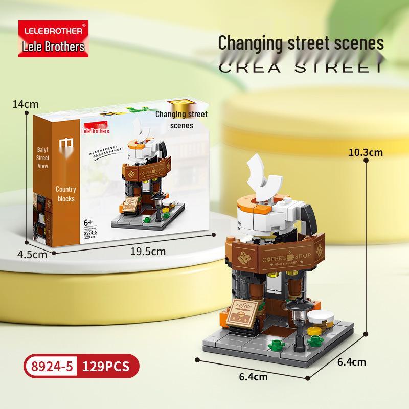 Lego-Compatible Street View Snack Street Mini City Building Toys for Kids - Creative Gifts for Boys & Girls