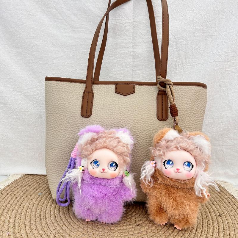 Cute Cartoon Fluffy Curly Hair Vinyl Face Plush Doll Pendant Backpack Hangings Decoration Gifts