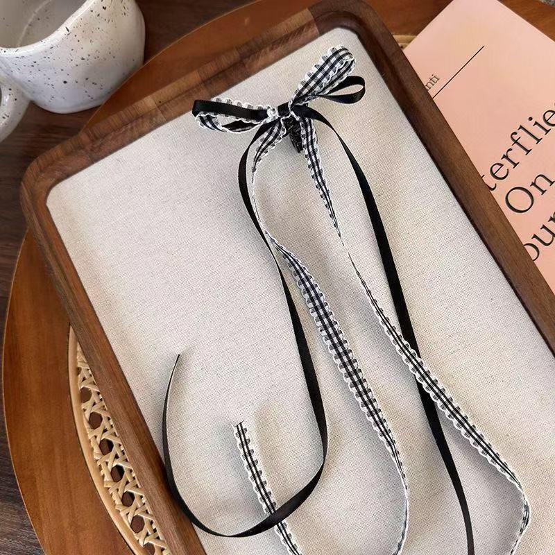 Fermaglio per Capelli con Nappa e Fiocco in Perline e Nastro Francese per Bambine – Doppia Pinza Intrecciata Stile Balletto