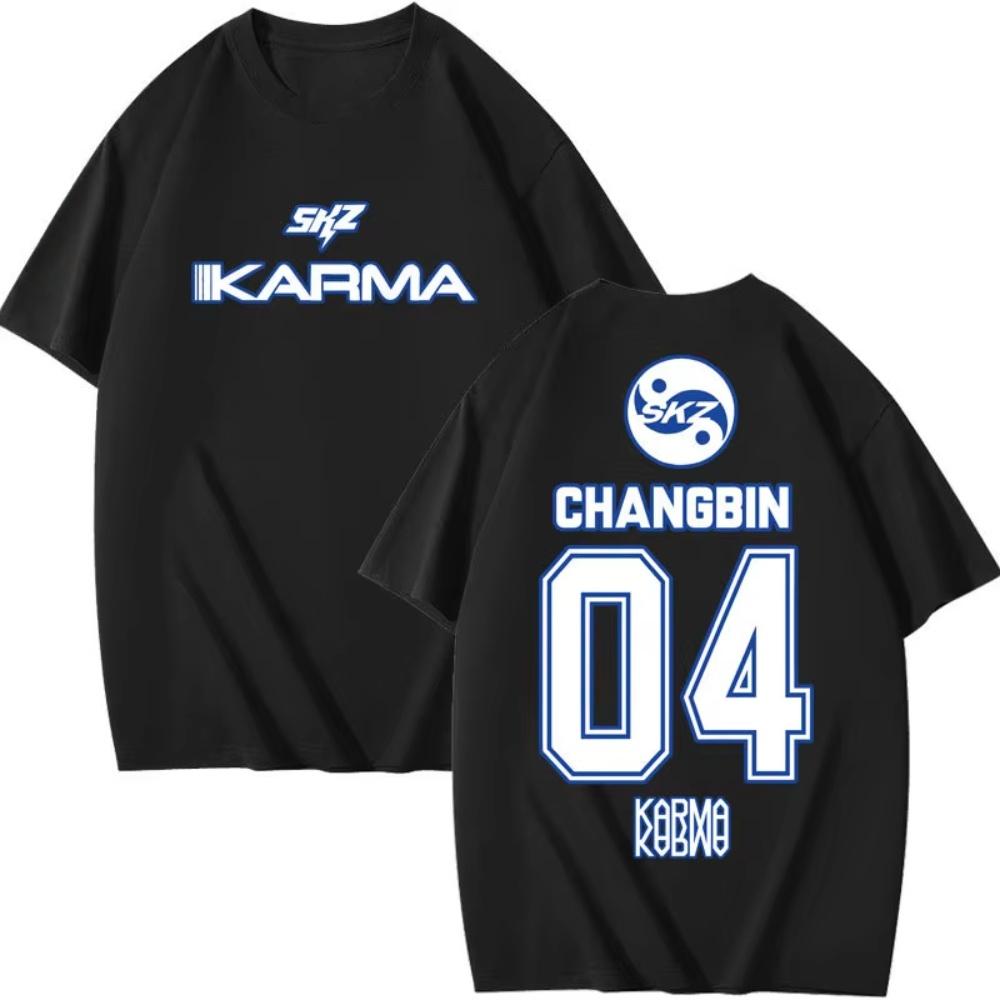 Hot KPOP KARMA Short Sleeved T-shirt Women Harajuku Top Retro Aesthetic Printed Pattern T-shirt Cotton T-shirt Street Wear Tops