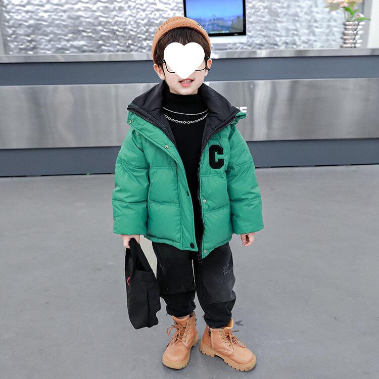 

2025 Зимняя пуховая куртка для мальчиков: Модное, Толстое, Пух белой утки, Не требующее стирки детское пальто 90 cm зелёный