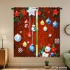 Piece Set High Definition Digital Printed Curtainsred Background Christmas Ornaments Snowman Festive Holiday Decorhome Deco Curtain Made Of Polyester