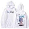 Unisex 2026 Re:Zero Rem Bubblegum Portrait Graphic Long Sleeve Anime Manga Loose Harajuku Streetwear Hoodies