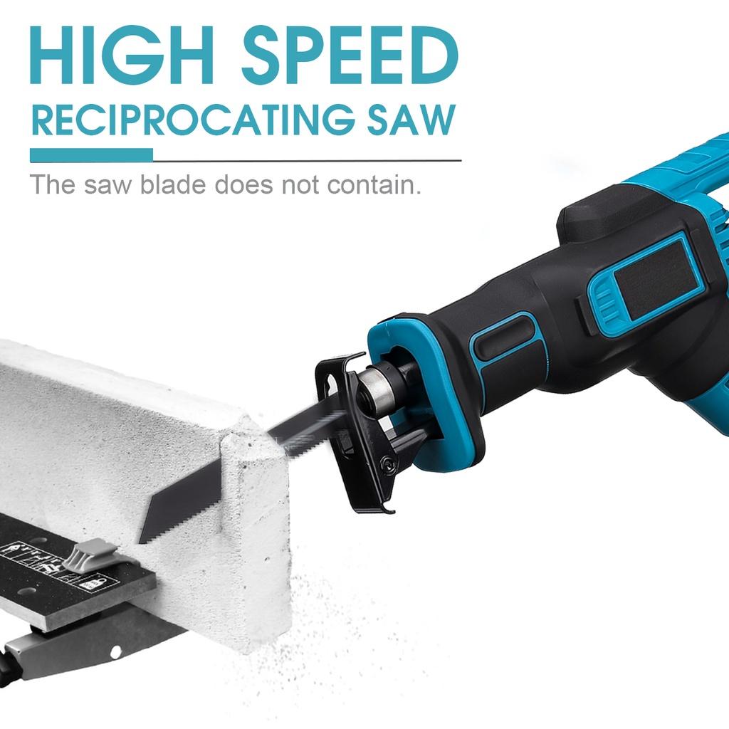 3000RPM 18V Cordless Electric Reciprocating Saw No Battery with 4PC Saw Blades Metal Wood Cutting Tool For 18V Battery