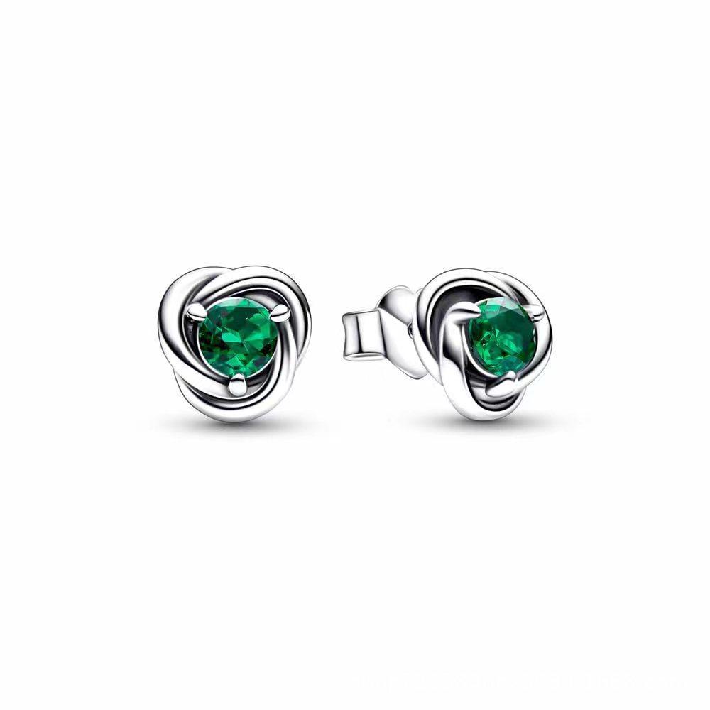 New Twelve Birthday Stone Rose Shaped Earrings Women'S Jewelry Birthday Gift Olive-Green Garnet Color