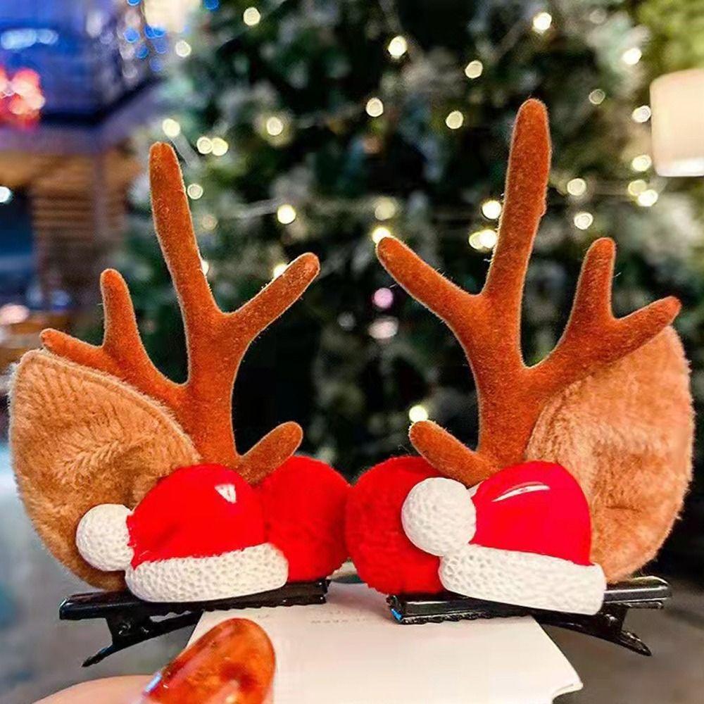 Xmas Ornaments Elk Ear Pine Cone Hairpins Hair Accessories Merry Christmas Decor Antler Hairpin