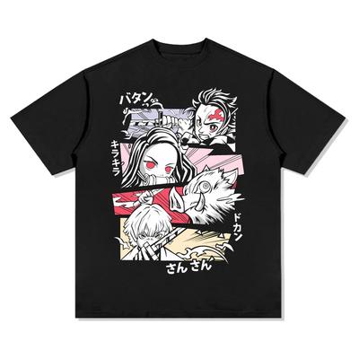 Demon Slayer Japanese Anime Pure Cotton Tshirt Summer Men and Women Anime Enthusiasts Fashion Casual Retro Streetwear Tshirt