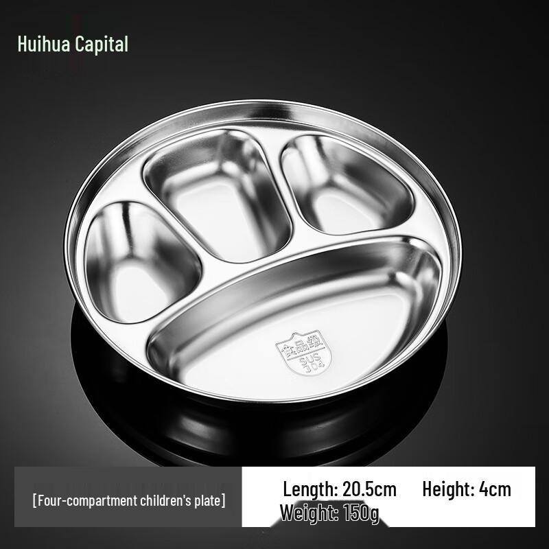 304 Stainless Steel Round Divided Lunch Plate