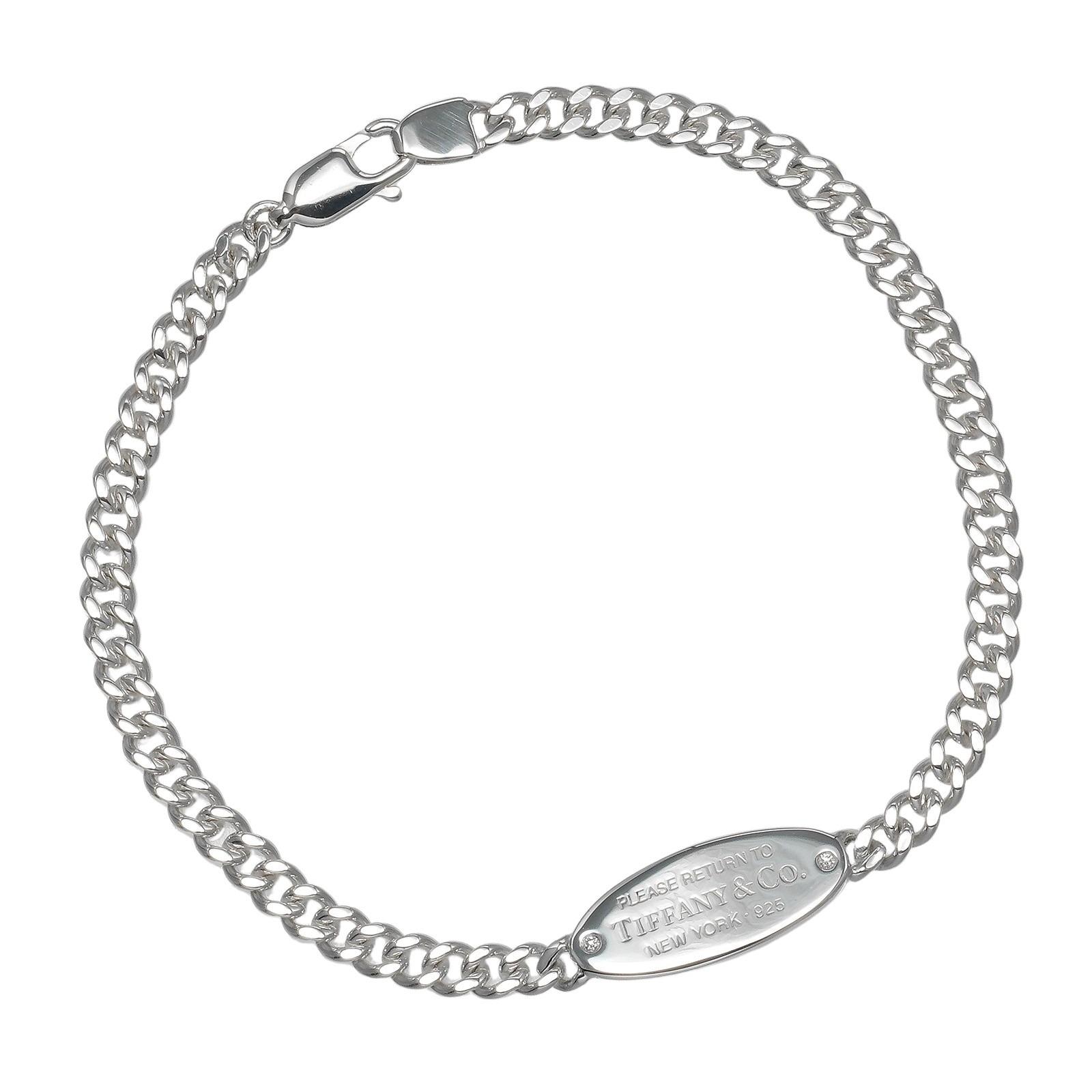 

TIFFANY&Co. Return to TIFFANY & Co. oval tag Bracelet Wrist Size6.4 Silver925/diamond 6.1g Women Used
