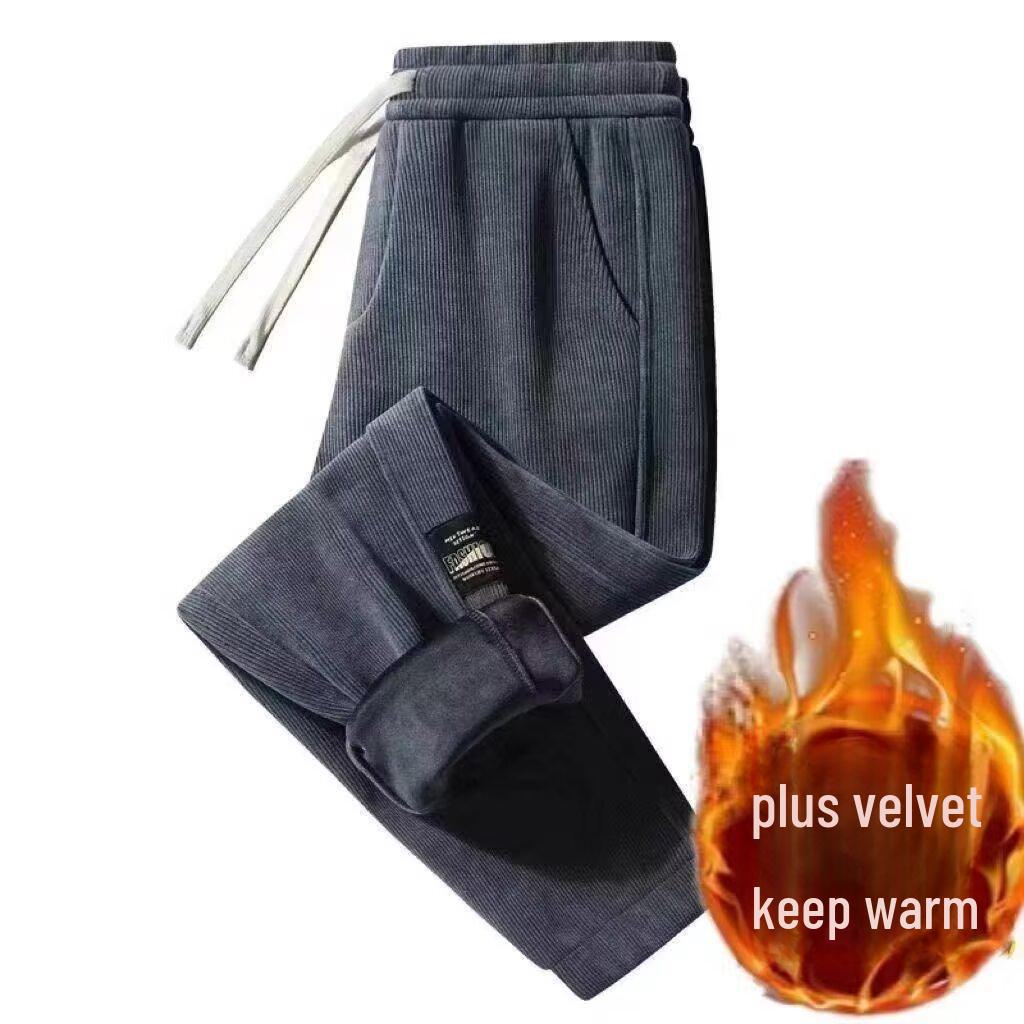 

Мужские зимние спортивные штаны Corduroy Plus Velvet с завязками на шнурке 3XL