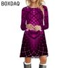 New Valentine's Day Style Dress 3D Colorful Heart-shaped Printed Dress Fashion Lady Spring Long Sleeve O-Neck Casual Dress