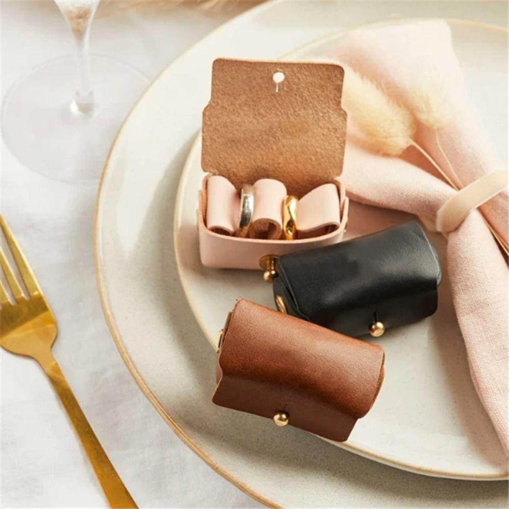 

Couple Rings Jewellery Display Box Leather Couple Rings Display Box Ring Storage коричневый