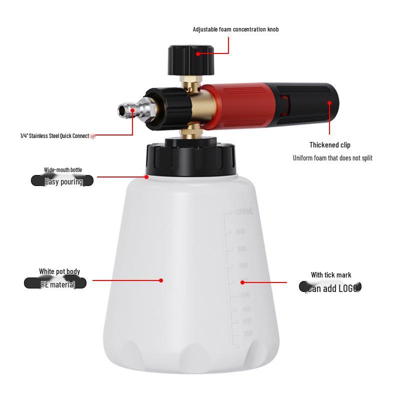 High-Pressure Foam Cannon Car Wash Gun with Fan-Shaped Nozzle, 1000ml