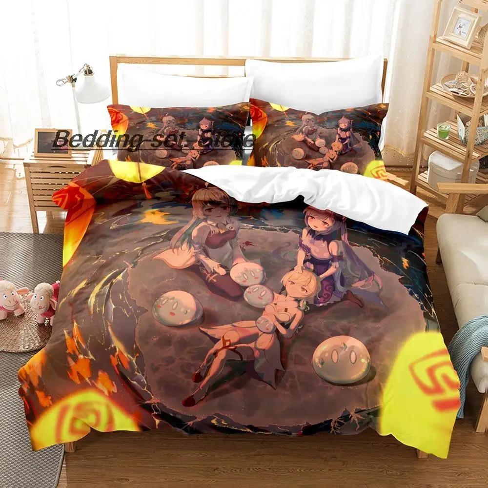 Comfortable Anime Print Bedding Set With Duvet Cover And Pillowcases Single Twin Full Queen King Sizes For All Ages