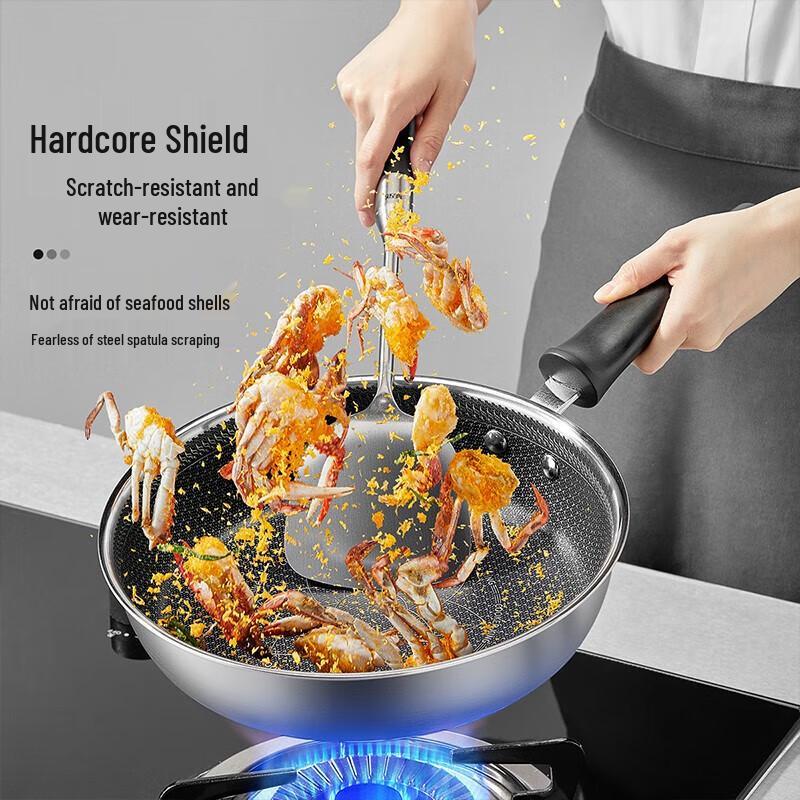 Chuidahuang 28cm 316 Stainless Steel Flat Frying Pan