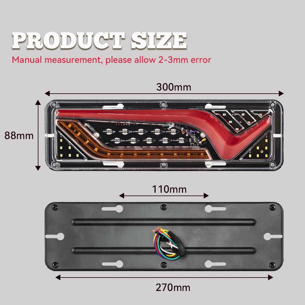 2 PCS Waterproof 12V 24 Truck LED Tail Light Rear Lamp Stop Reverse Safety Indicator Fog Lights for Trailer Truck Car Taillights