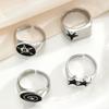 High-End Eco-Friendly Hip Hop Star Ring Set: 4-Piece Trendy European & American Men's Personalized Rings