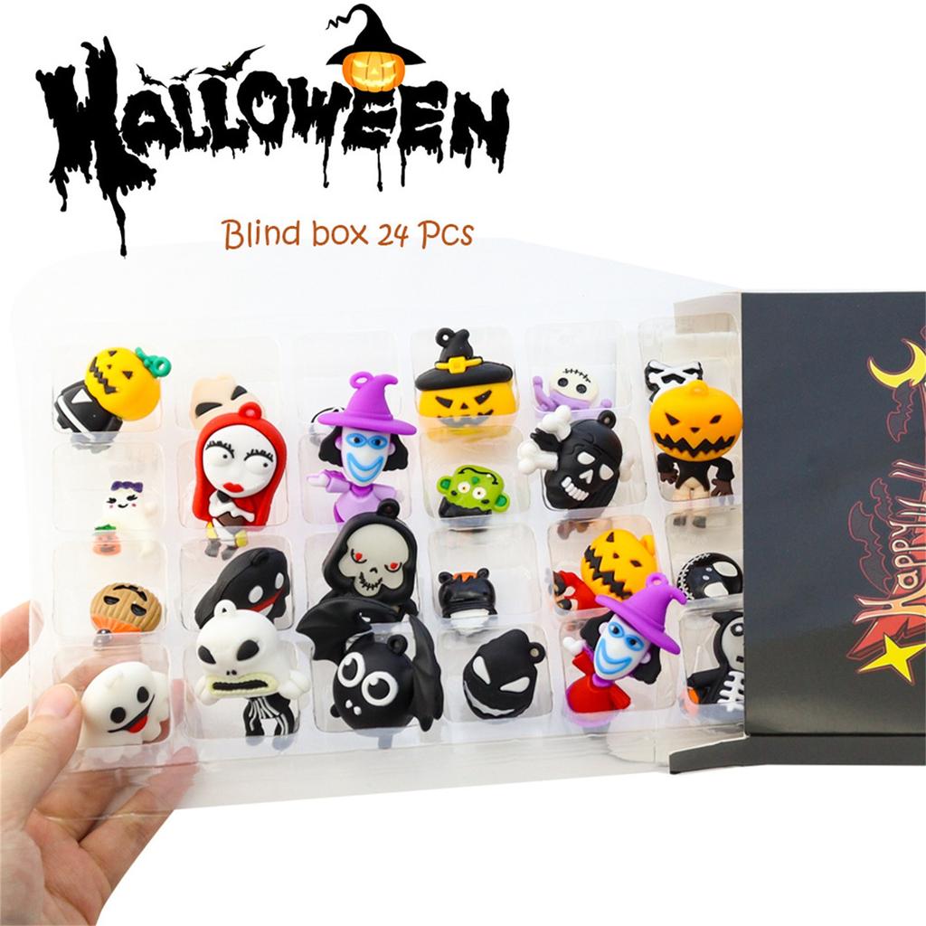 Adventní kalendář pro panenky Halloween obsahuje 24 dárků, adventní kalendář s hororovými postavami Halloween, odpočítávací kalendář Halloween s hračkami s překvapením