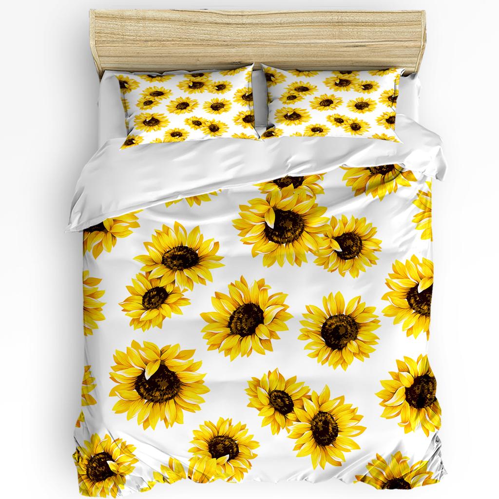 Nature Bedding Set For Bedroom Bed Home Floral Print With Sunflowers In A Field Summer Ga Duvet Cover Quilt Cover And Pillowcase