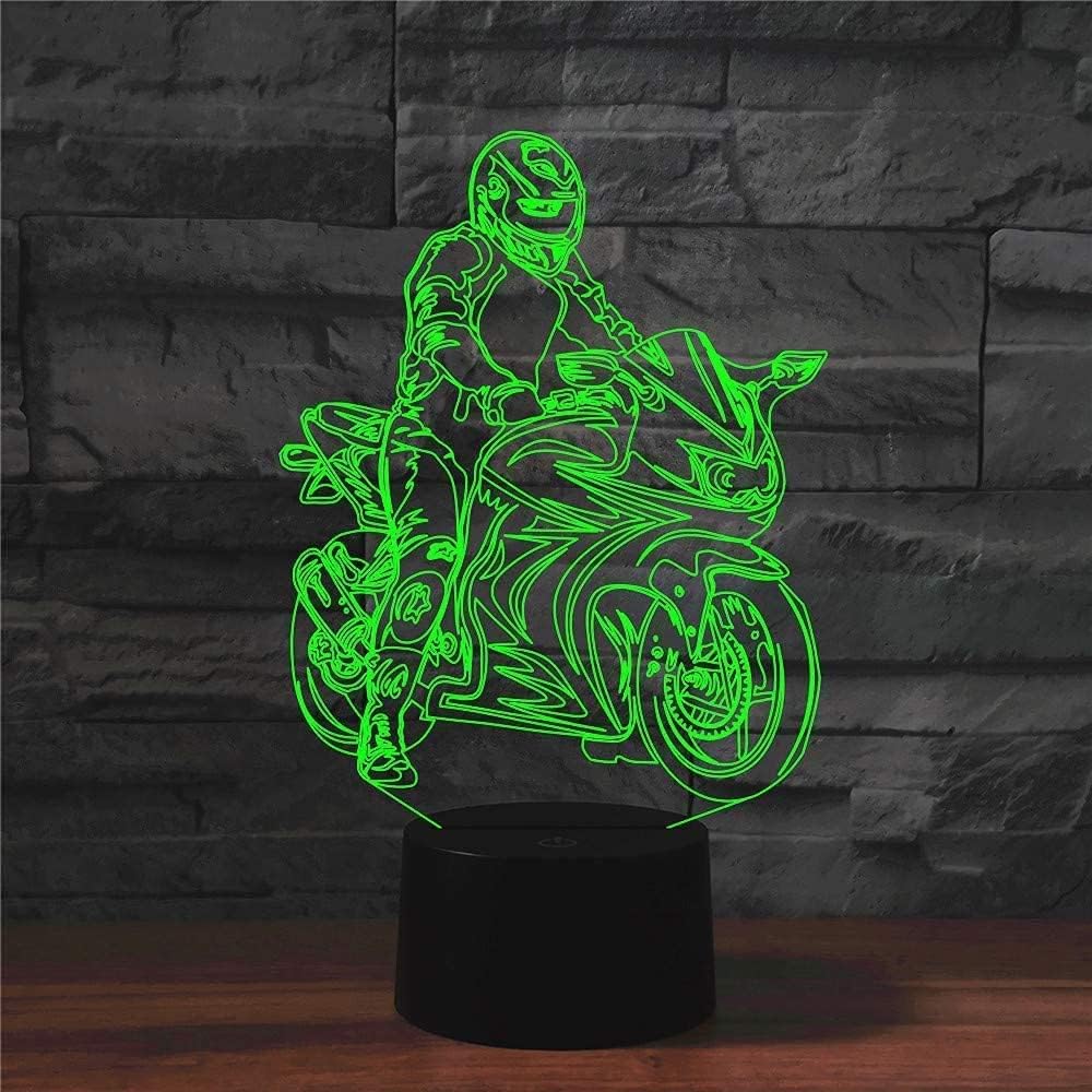 3D Creative Motorcycle Night Lights Remote Control 16 Color Illusion Acrylic LED Table Bedside Lamp Bedroom Desk Decor Birthday Christmas Gift Toy